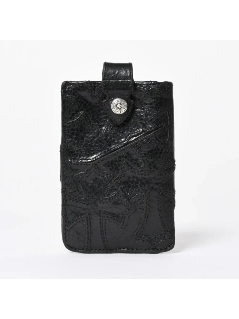 Chrome Hearts Cemetery Cross Patch Card Case Black Silver Scroll Label Logo 925